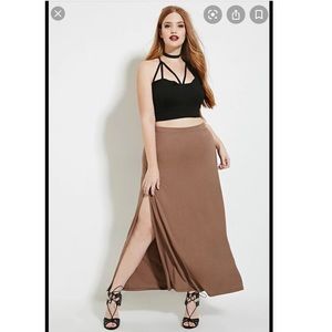 Torrid Forever 21 Plus Jersey Maxi Skirt in Taupe